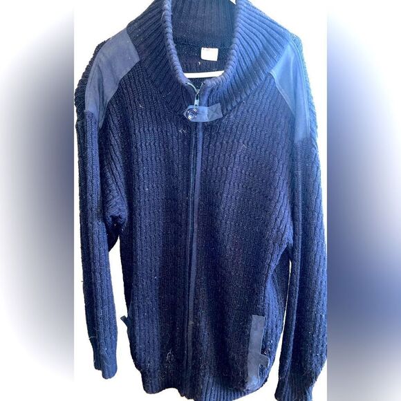 fanny mode Other - Italian wool men’s sweater jacket, zip up, leather details, pockets